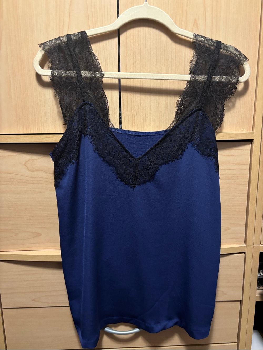 Navy Blue Lace Trim Camisole